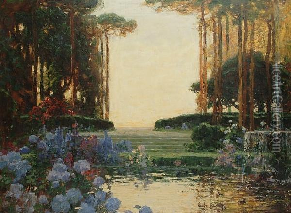 The Garden Of Romance Oil Painting - Thomas E. Mostyn