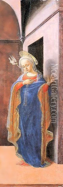 Annunciation, right wing Oil Painting - Fra Filippo Lippi