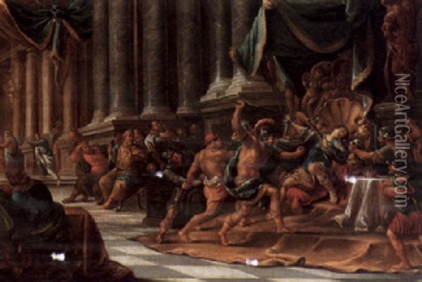 The Murder Of A Roman Emperor Oil Painting - Isaak Fisches the Elder