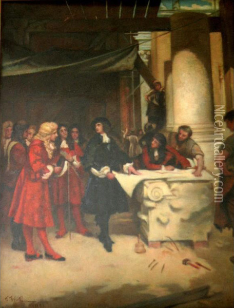 King Charles Ii And Sir Christopher Wren At St. Paul's Cathedral Oil Painting - John Seymour Lucas