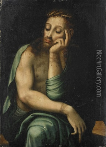Christ Crowned With Thorns Oil Painting - Luis de Morales