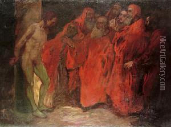 Krisztus Kigunyolasa Oil Painting - Zsigmond Nagy