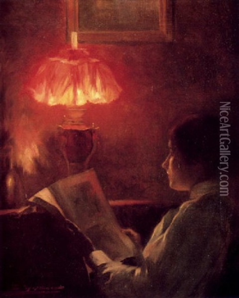 Lectura En La Noche Oil Painting - Luis Graner y Arrufi