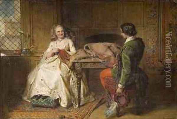 Catherine Seyton and Roland Graeme in a scene from The Abbot by Walter Scott 1771-1832 Oil Painting - John Faed