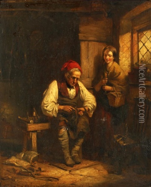 A Visit To The Shoemenders Oil Painting - Thomas Falcon Marshall
