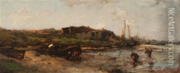 A Wharf On The River Oil Painting - Jacob Henricus Maris