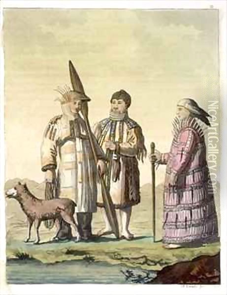 Alaskan men and women dressed for fishing Oil Painting - D.K. Bonatti