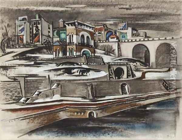 Harlem River Bridge Oil Painting - Preston Dickinson