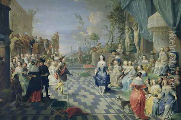A Ball on the Terrace of a Palace Oil Painting - Hieronymus Janssens