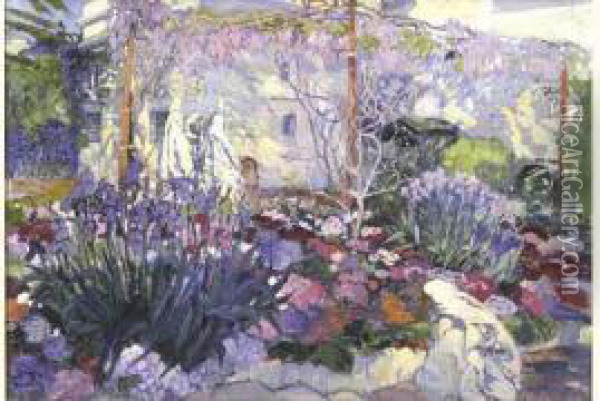 Au Jardin Oil Painting - Leon Cauvy