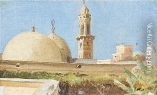 Vue Presumee De La Mosquee Des Derviches Au Caire Oil Painting - Jean Jules Antoine Lecomte Du Nouey
