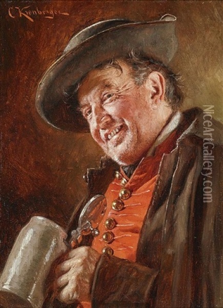 Bauer Mit Bierkrug Oil Painting - Carl Kronberger