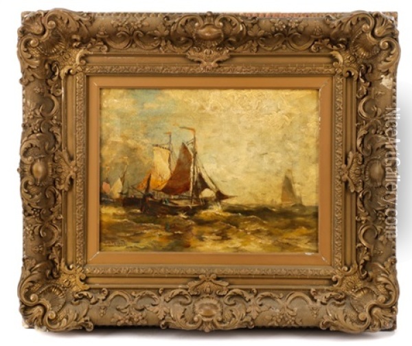 Untitled (sailing Ships In High Seas) Oil Painting - George Herbert McCord
