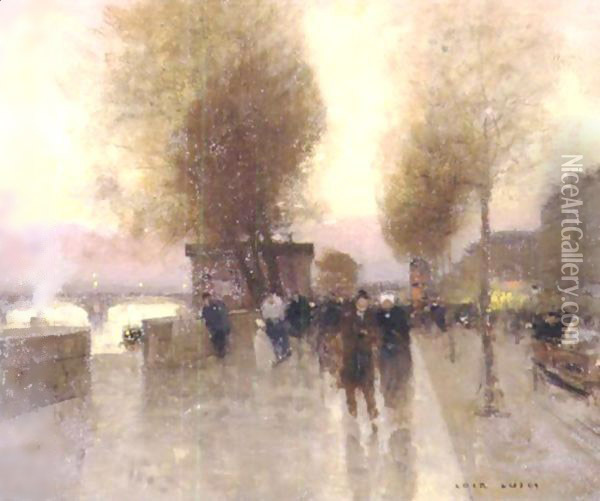 Along The Quay, Paris Oil Painting - Luigi Loir