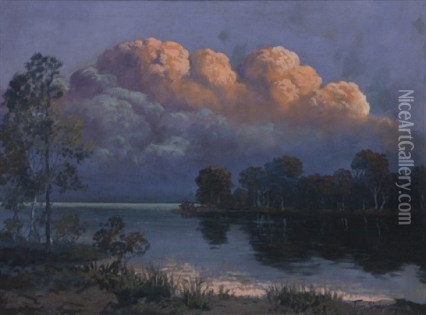 Evening Clouds Oil Painting - Franz Strahalm