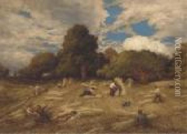 Gathering In The Harvest Oil Painting - John Linnell
