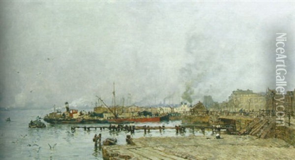Een Grijze Dag Oil Painting - Johan Hendrik van Mastenbroek