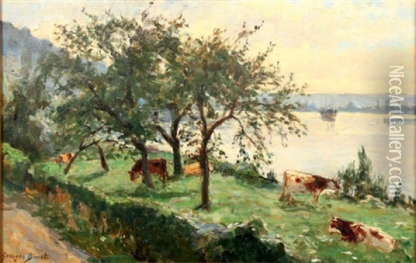 Vaches Sous Les Pruniers Oil Painting - Georges Jules Ernest Binet