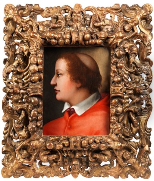 Portraitbildnis Eines Geistlichen Mit Tonsur In Kardinalrotem Gewand Oil Painting - Cosimo Dadi