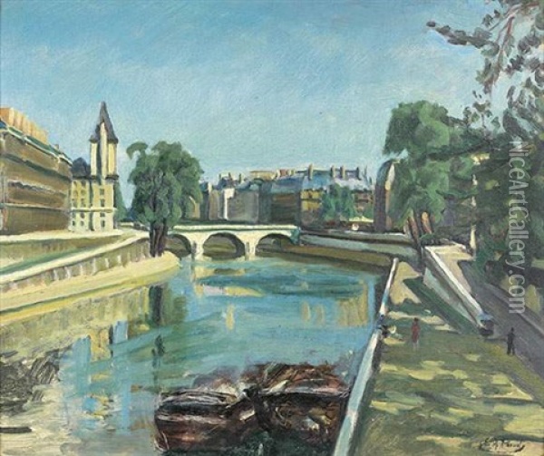 Paris, Le Quai Des Orfevres Oil Painting - Elie Anatole Pavil