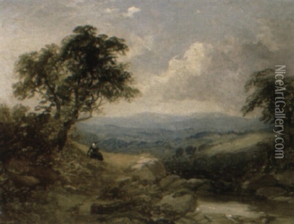 Near Llandwryst, Brecknockshire Oil Painting - Joseph Horlor