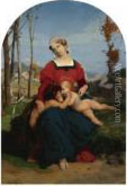 La Vierge, L'enfant Jesus Et Saint Jean Oil Painting - Jean-Leon Gerome