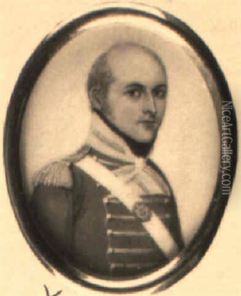 Portrait Of Lieutenant William Thomas Lacon Oil Painting - Frederick Buck