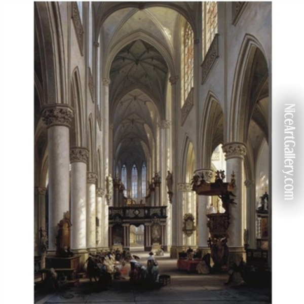 Church Interior Oil Painting - Jules Victor Genisson