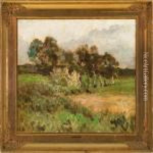 Landscape With Trees Oil Painting - Julius Paulsen