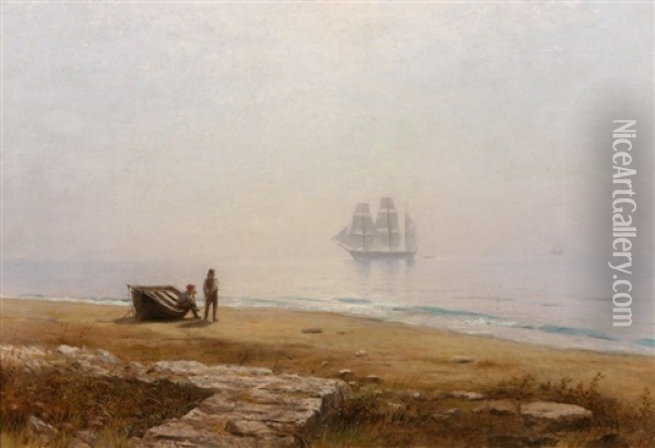 On The Coast Oil Painting - Lev Felixovich Lagorio