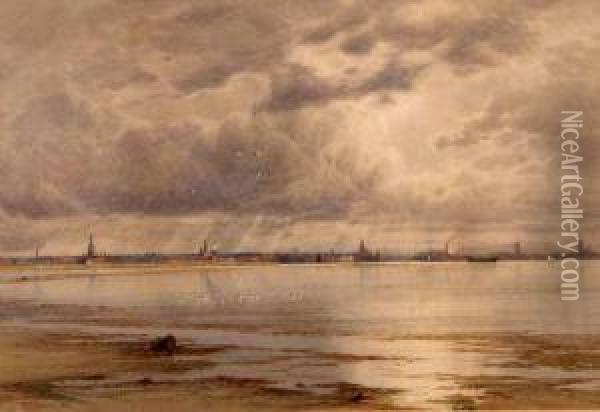Great Yarmouth From Breydon Oil Painting - Charles Harmony Harrison
