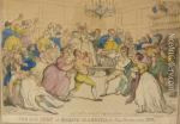 The Gig Shop Or Kicking Up A Breese Nell Hammilton's Hop Oil Painting - Thomas Rowlandson