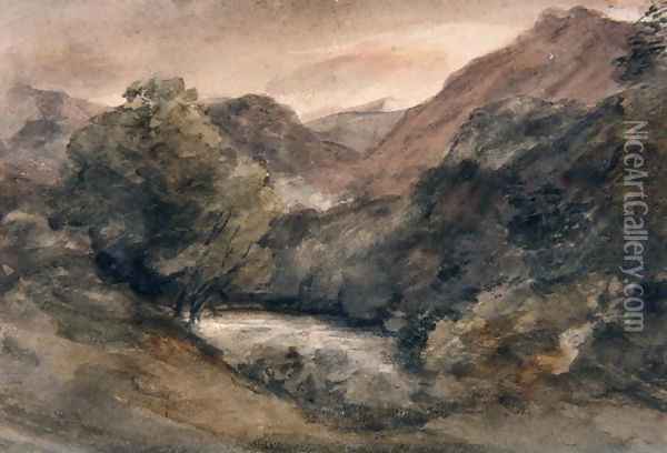 Borrowdale, Evening after a Fine Day, October 1, 1806 Oil Painting - John Constable