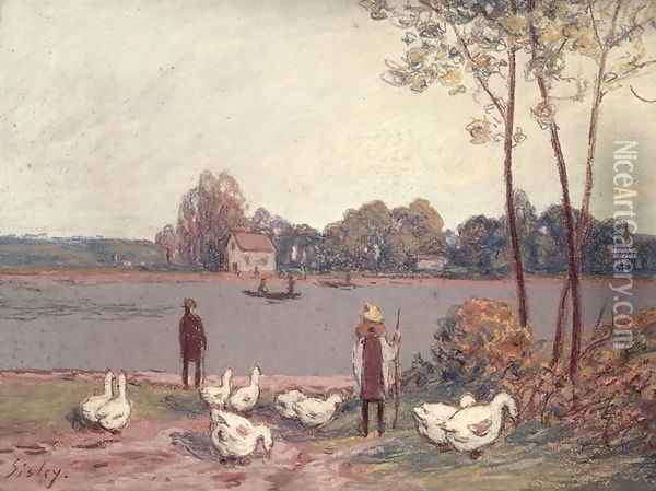 On the Banks of the Loing Oil Painting - Alfred Sisley