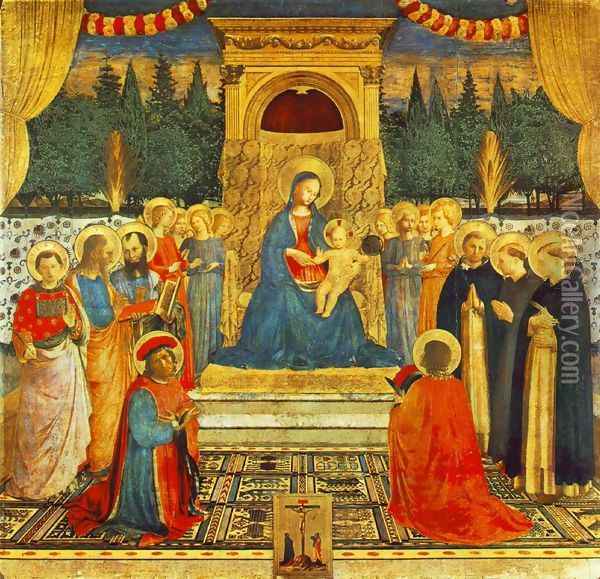 Madonna With The Child Saints And Crucifixion Oil Painting - Angelico Fra