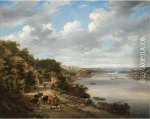 A View Of Bideford On The River Torridge, Devon Oil Painting - John White Abbott