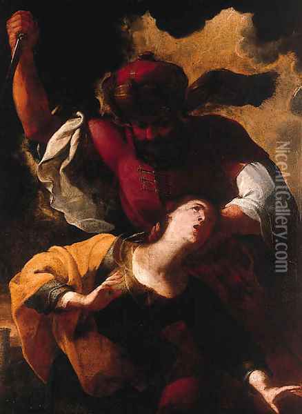 The Martyrdom of Saint Barbara Oil Painting - Michele Ragolia