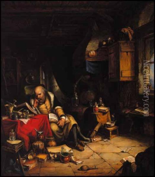 The Alchemist Oil Painting - Cornelius Krieghoff