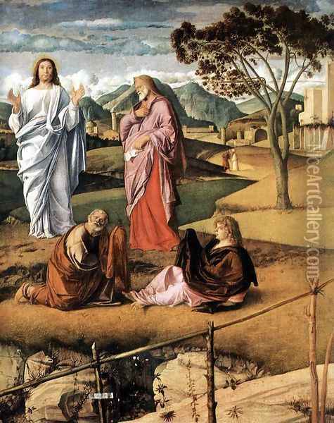 Transfiguration of Christ (detail 2) c. 1487 Oil Painting - Giovanni Bellini