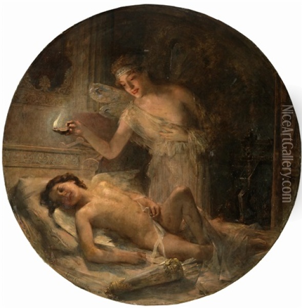 Psyche Discovers Cupid Oil Painting - Leon Francois Comerre