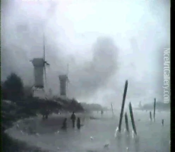 Wintervergnugen Am Kanal Oil Painting - Georg Emil Libert