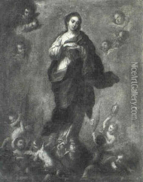 The Assumption Of The Virgin Mary Oil Painting - Miguel Alonso De Tovar
