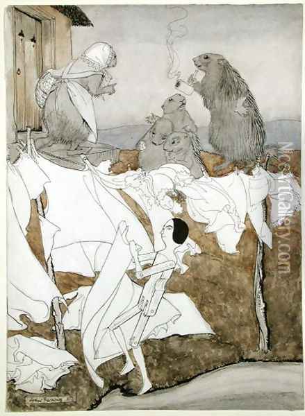 Undine, study for Undine, by Friedrich de la Motte Fouque 1777-1843, adapted by W.L Courtney, published 1909 Oil Painting - Arthur Rackham
