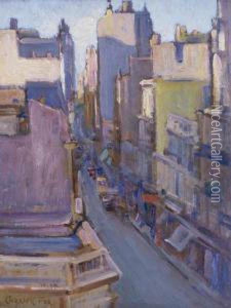 Looking East From The Studio, Little Collins Street, Melbourne Oil Painting - Ethel Carrick-Fox