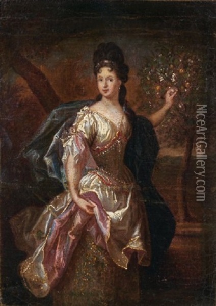 Portrait D'helene Lambert, Fille Du President Lambert Mariee A Monsieur De Motteville Oil Painting - Nicolas de Largilliere
