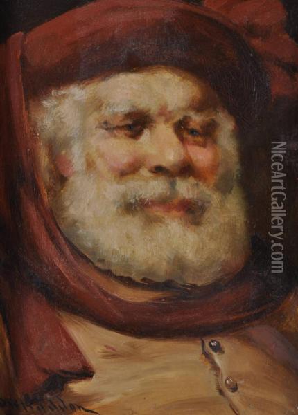 Head And Shoulders Portrait Of A Man Oil Painting - David W. Haddon