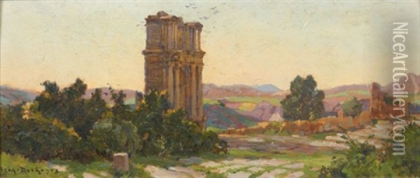 Arc De Caracalla A Djemila Oil Painting - Eugene F. A. Deshayes