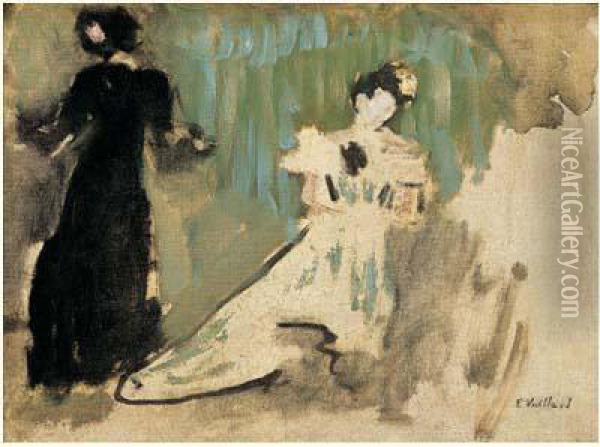 Deux Silhouettes De Femmes, Esquisse, Circa 1899 Oil Painting - Jean-Edouard Vuillard
