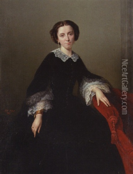 Portrait Of A Lady Oil Painting - Albert Pierre Roberti