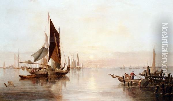 Unloading The Catch Oil Painting - Henry Redmore